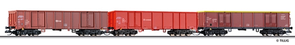 [Soupravy] → [Nákladní] → 01633 E: set tří otevřených nákladních vozů