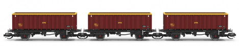 [Soupravy] &rarr;&nbsp;[Ostatn� - ostrovn�]&nbsp;&rarr;&nbsp;TT6077: set t�� otev�en�ch n�kladn�ch voz� v barv� hn�d� ka�tanov�