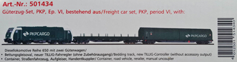 [Program ″Start″] → [Soupravy] → 501434: set dieselové lokomotivy TRAXX BR 285 a dvou nákladních vozů