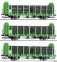 [Program ″Start″] → [Soupravy] → 502134: set 3x4 nákladních vozů ložených kulatinou, display set „Rungenwagen START“