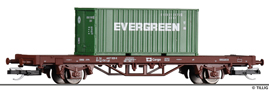 [Program ″Start″] → [Nákladní vozy] → 17482: plošinový vůz červenohnědý s nákladem 1x 20′ kontejneru „EVERGREEN“